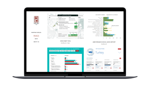 Widok strony narzędzia do wizualizacji danych IMF Data Mapper na ekranie laptopa.