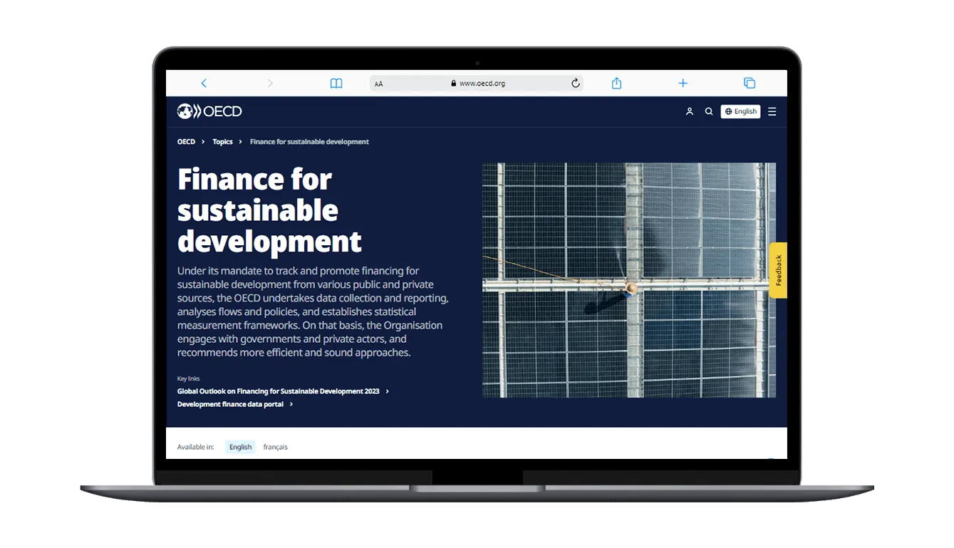 Widok strony narzędzia do wizualizacji danycOECD’s Data Visualisation Lab na ekranie laptopa.